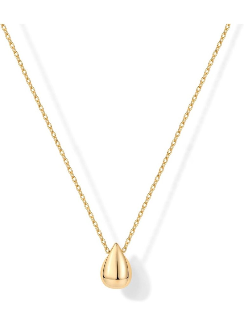 Dainty 14K Gold Plated Pear Pendant Necklace for Women | Elegant Tear Drop